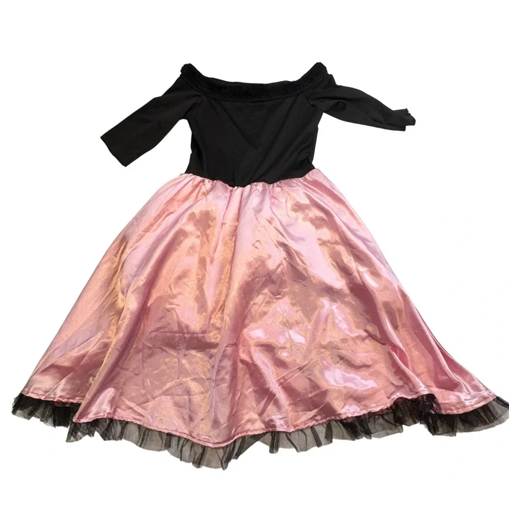 Amscan Costumes USA Girls 50s Poodle Skirt Dress Medium 8-10 Pink Black Sock Hop
